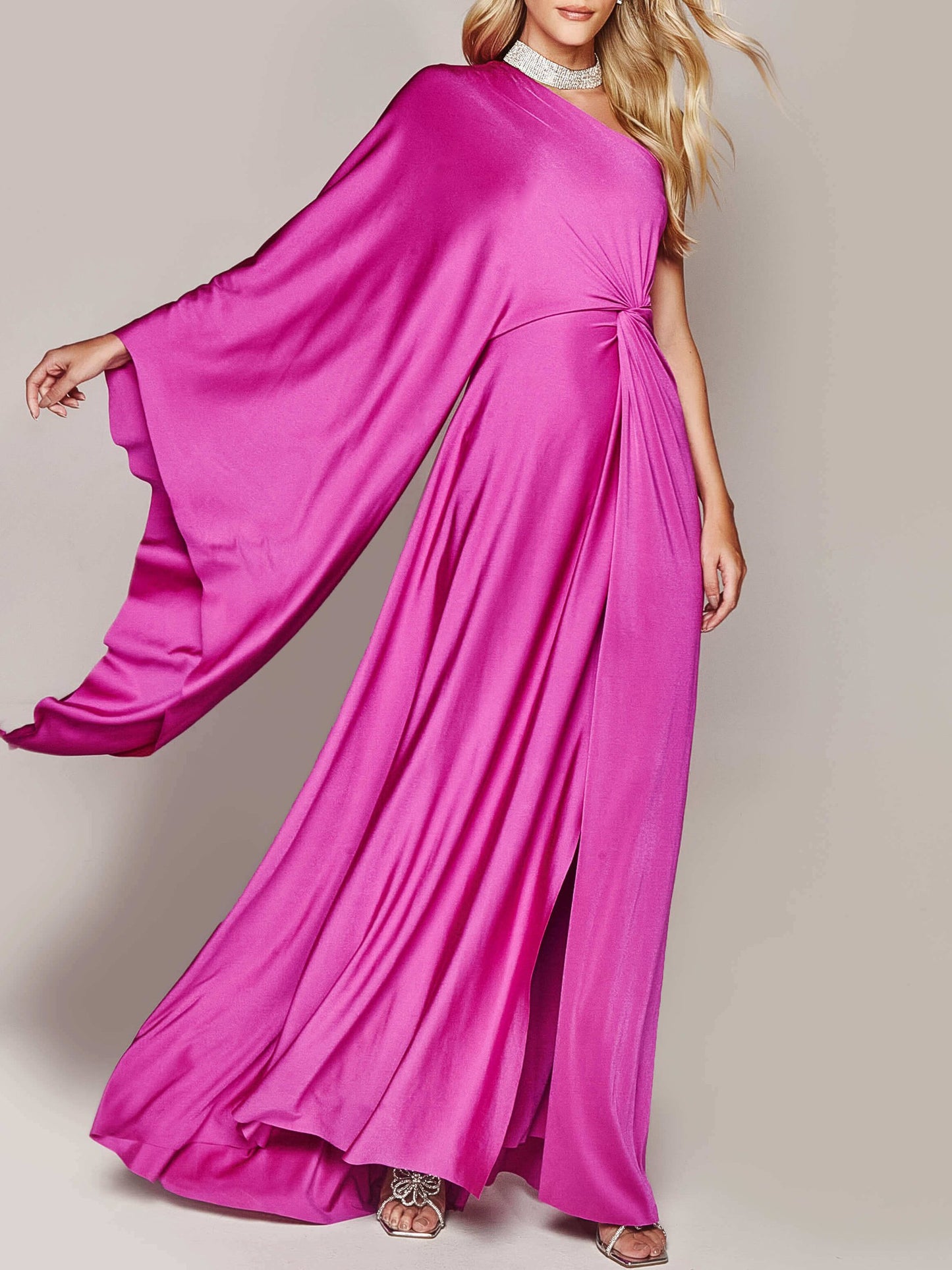 One Shoulder Twist Maxi Dress - Elegant Design