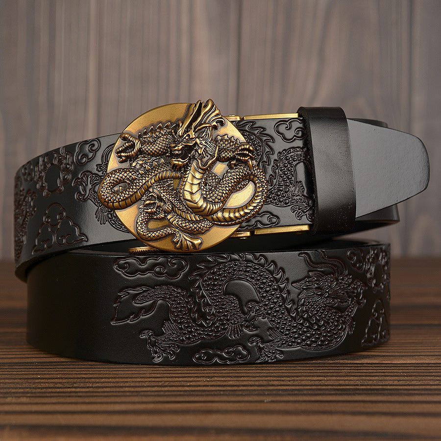 Ceinture à boucle automatique en cuir de vache pour hommes