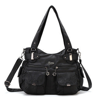 Sac messager Portable en cuir souple pour femmes, sacs à bandoulière avec poche à fermeture éclair, fourre-tout souple et décontracté