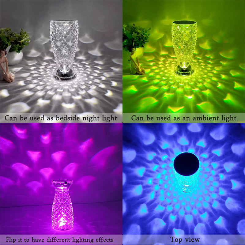Lampe en écailles de poisson avec Port USB, veilleuse tactile Rechargeable en cristal pour chambre à coucher, salon, fête, dîner, décoration de la maison, lumières créatives
