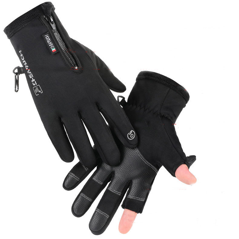 Handskar med öppna fingrar, pekskärm, unisex, vattentäta, vindtäta, varma vinterhandskar, för cykling, fiske, skidåkning