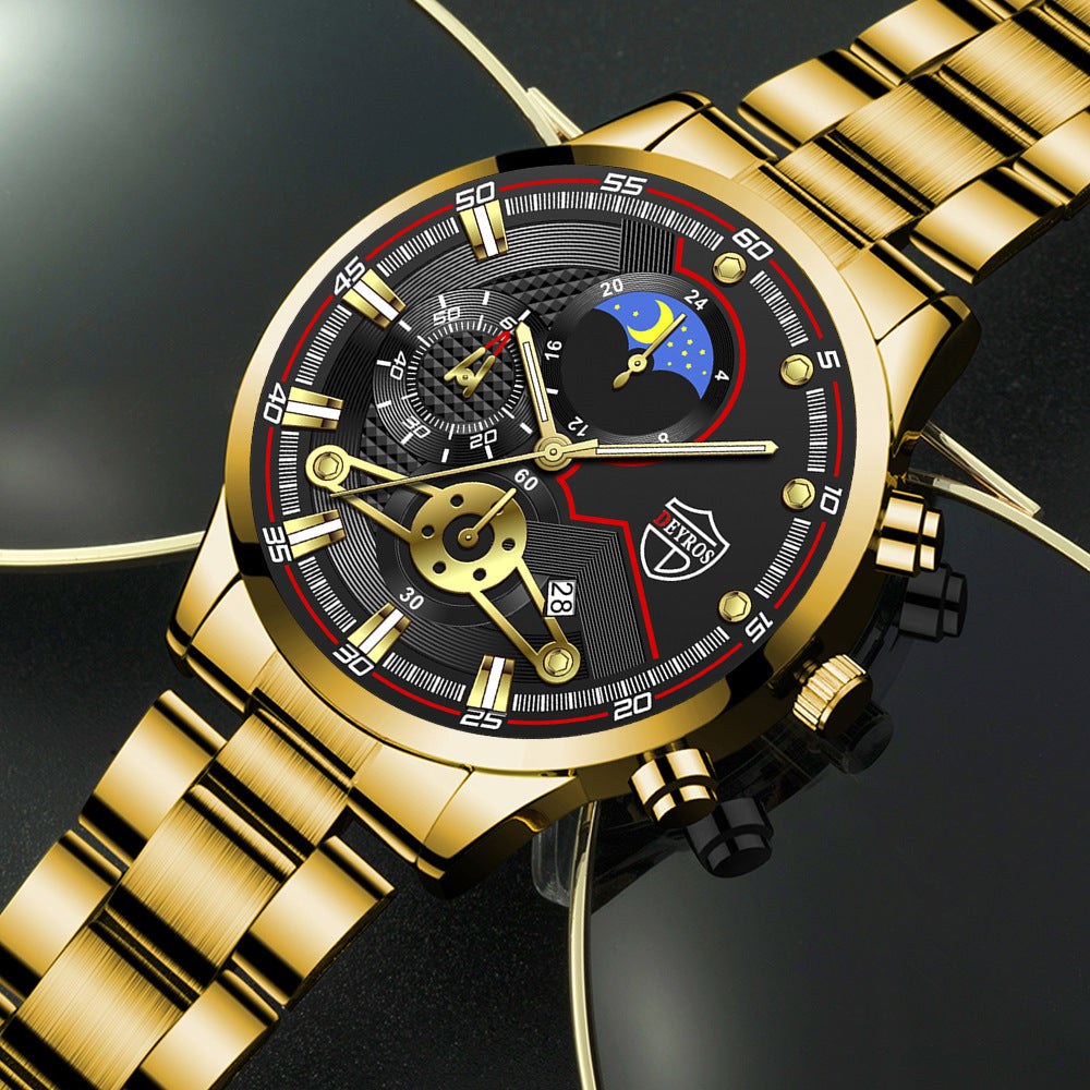 Mode Herr Kalender Armbandsur Affärs Quartz Klocka Studentklocka