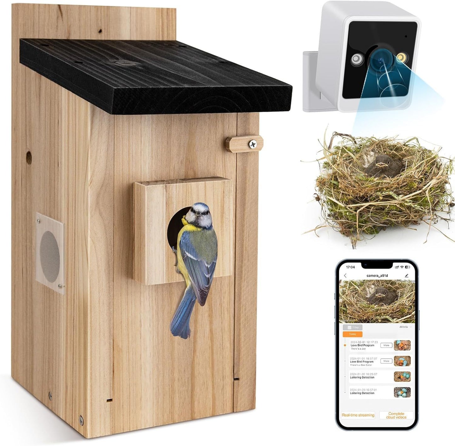 Smart Bird House With Camera, 3MP Night Vision, Auto Capture, Motion Detection, DIY Gift 🐦📸