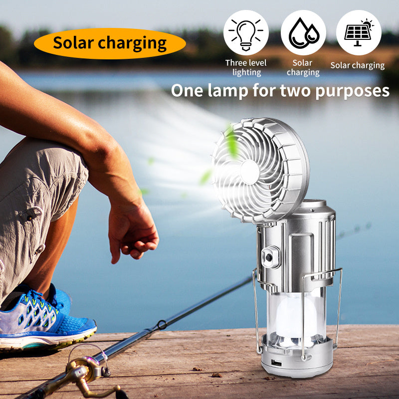 Solar Electric Fan Life Waterproof Panel Charging Double Switch Camping Solar Electric Fan for Climbing