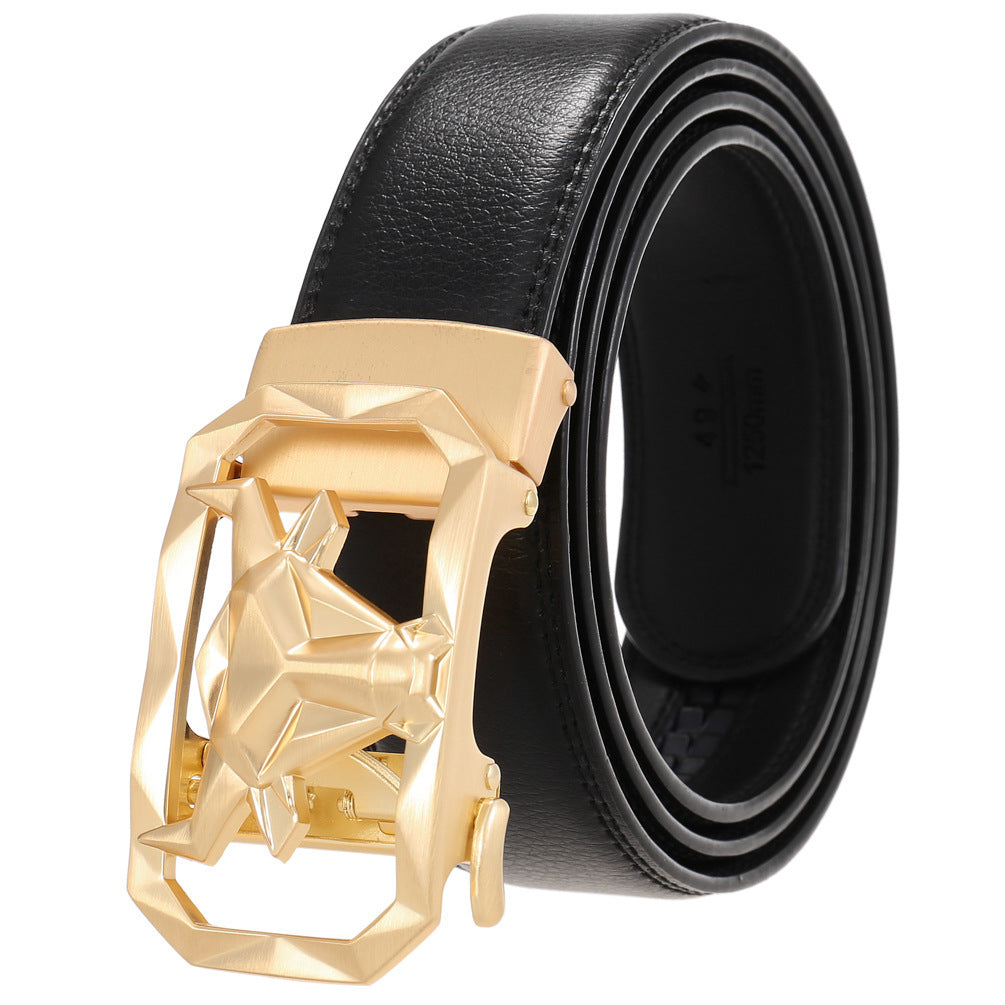 Men's Fashion Leather Belt Alloy Automatic Buckle - Style Versatility