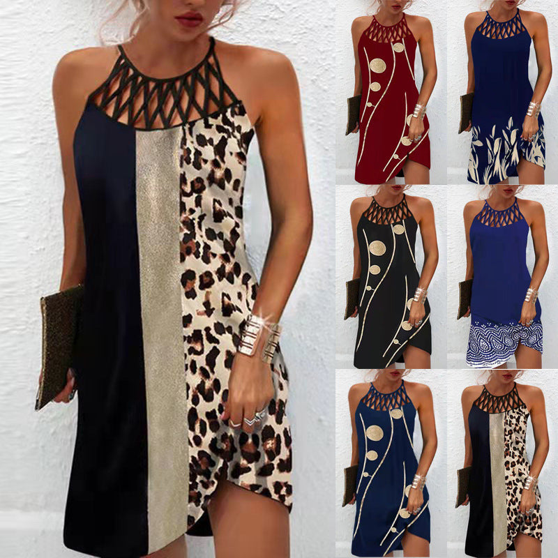 Robe imprimée à la mode, robes décontractées à col licou pour femmes, vêtements d'été