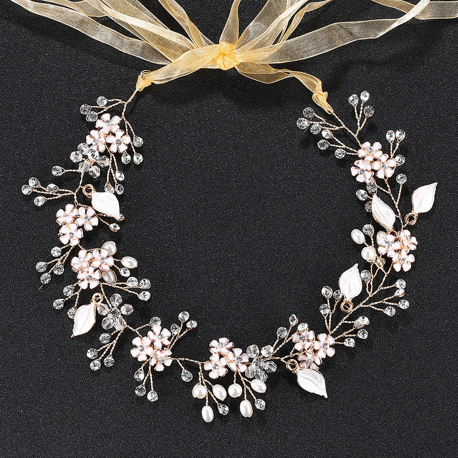 Pearl Handmade Headband - Elegant Alloy Flower Design