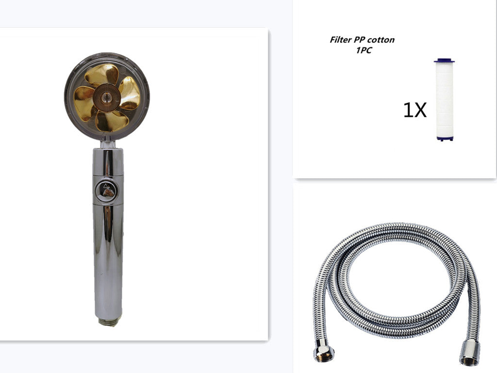 Pommeau de douche à hélice avec bouton d'arrêt et filtre en coton, buse de douche à main haute pression turbocompressée