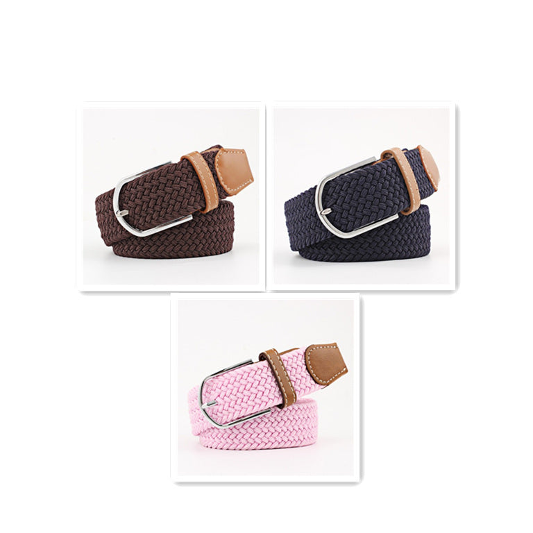 Women's Canvas Student Casual Stretch Braided Needle Buckle Belt - Youthful Confidence