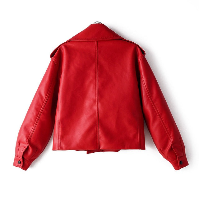 Veste en cuir PU pour femme avec veste courte en cuir lavé