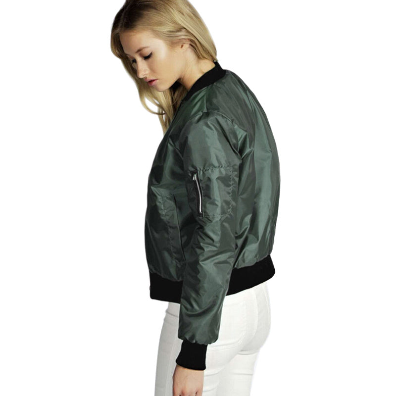 Couleur unie style court col vertical loisirs veste à glissière veste veste veste veste
