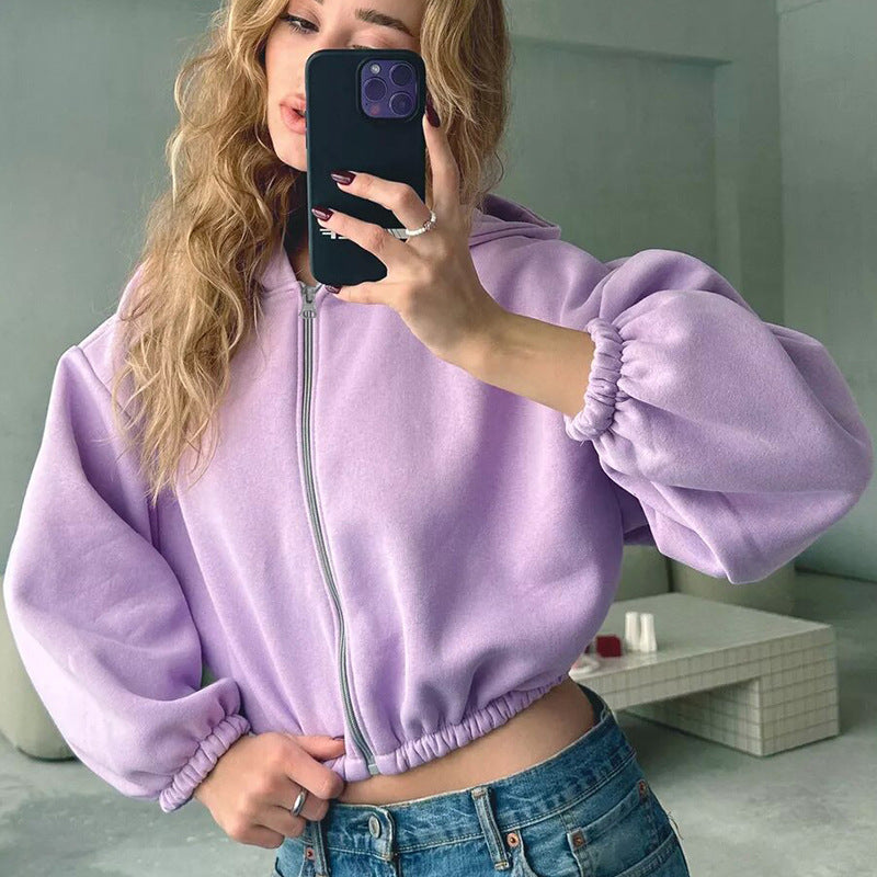 Premium europeiska och amerikanska enfärgade hoodies för kvinnor, casual