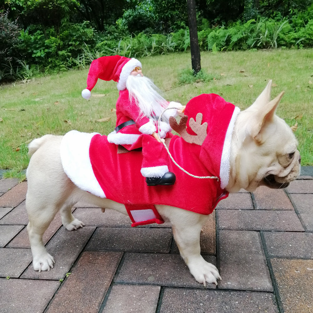 Vêtements de Noël pour chien Père Noël chevauchant un cerf