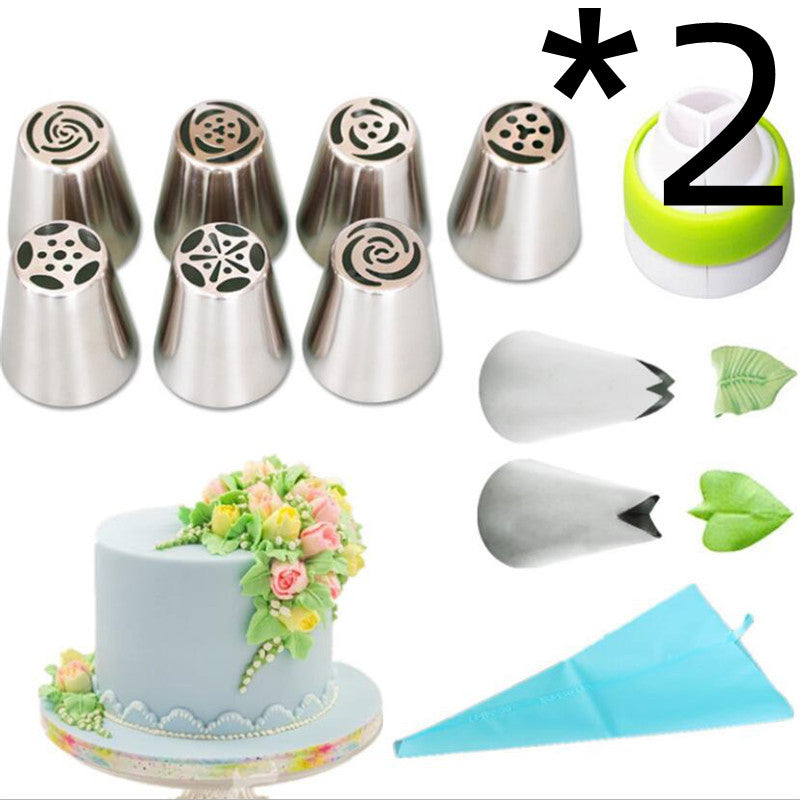 11st ryska tulpanglasyr Piping Munstycken Spets Konfektyr Blomma Gräddmunstycken Konditorivaror Bladspetsar Cupcake Tårta Dekorationsverktyg