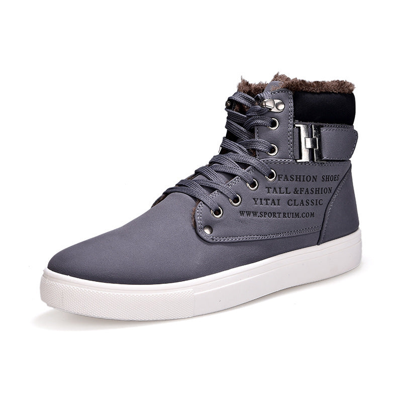 DEKABR 2021 Hot Men Skor Mode Varm Päls Vinter Män Stövlar Höst Läder Skor För Man Nya High Top Canvas Casual Skor Män