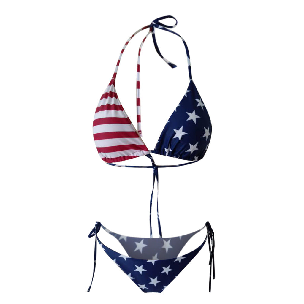 Mönstrad sexig bikini med delad split