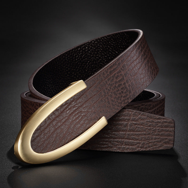 Men's Casual Business Smooth Buckle Fashion Leather Belt - Professional Flow