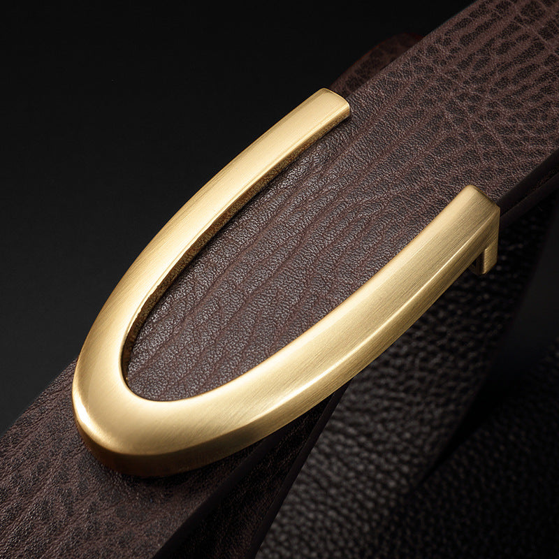 Men's Casual Business Smooth Buckle Fashion Leather Belt - Professional Flow
