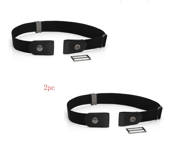 Men's Leather Slim Stretch Invisible Jeans Lazy Belt - Seamless Comfort