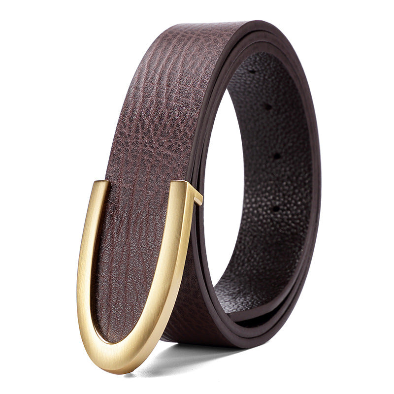 Men's Casual Business Smooth Buckle Fashion Leather Belt - Professional Flow
