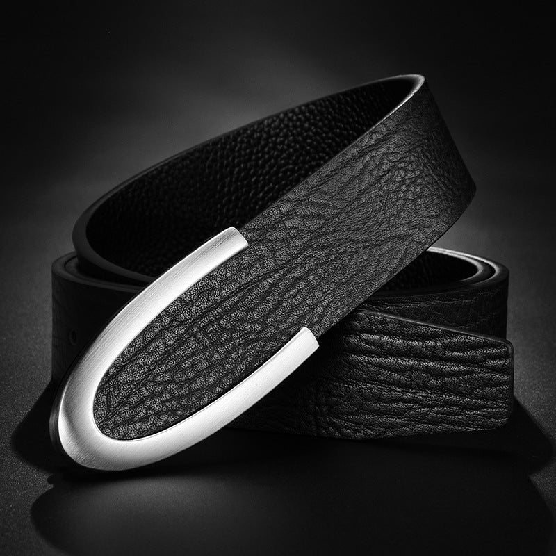 Men's Casual Business Smooth Buckle Fashion Leather Belt - Professional Flow