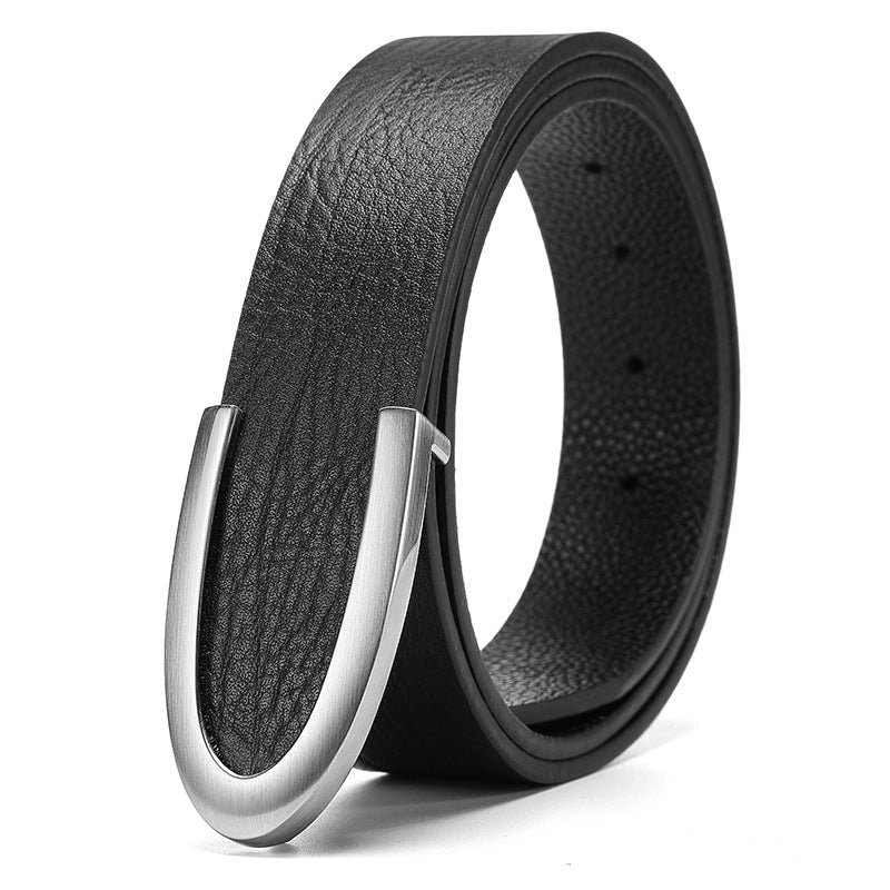 Men's Casual Business Smooth Buckle Fashion Leather Belt - Professional Flow