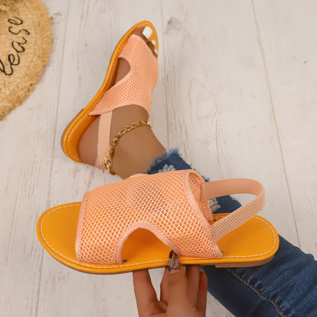 Unisex Mesh Summer Sandals - Breathable Flat Beach Shoes
