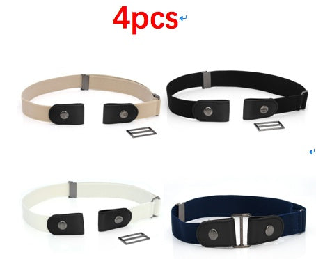 Men's Leather Slim Stretch Invisible Jeans Lazy Belt - Seamless Comfort