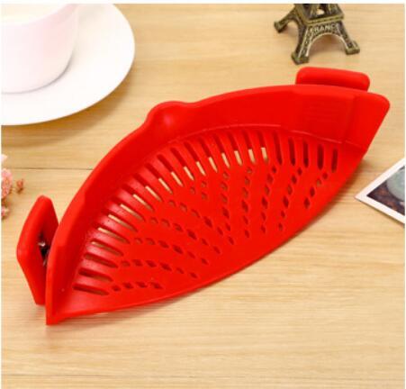 Silikon clip-on gryta skål tratt olja siivare Creative Rice Tvättning Colander för dränering vätska Passar alla gryta storlek.