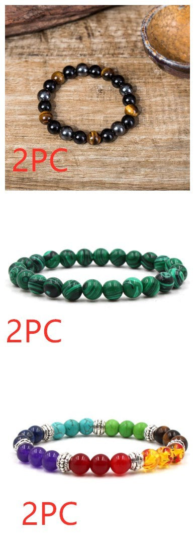Mattsvart matt sten malakit par armband armband