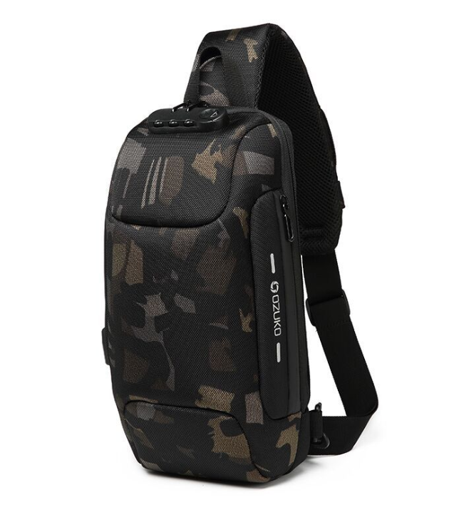 Sac à bandoulière multifonctionnel antivol sac de poitrine étanche USB