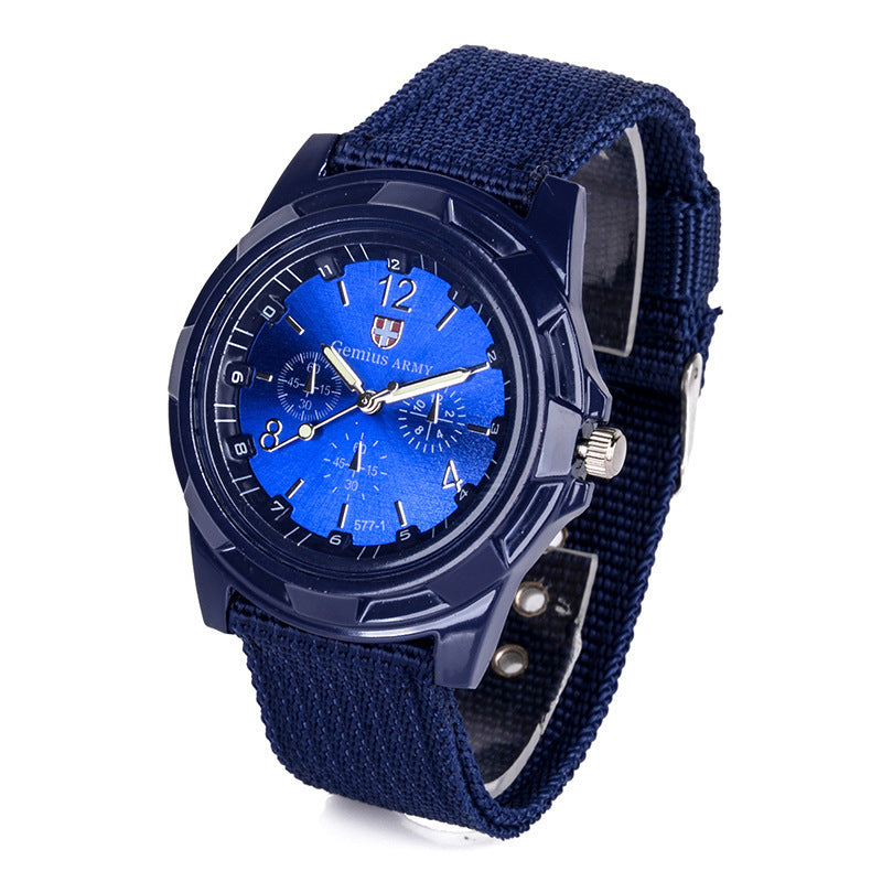 Militär Herr Gemiös Armé Sport Rund Urtavla Ny Quartz Nylonband Armbandsur