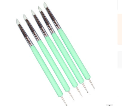 Professional Nail Art Sculpture Tools - 15cm 5pcs Set | 0.9-2.5mm Ball 5mm Silicone Tips