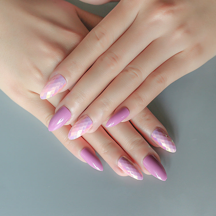 Square-Head Press-On Nails - VN15-0061-F14 | 24 Pieces + Nail Strip Set