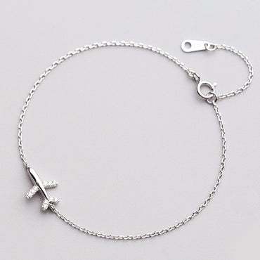 Flygplansarmband Damarmband i 925 Silver med Diamanter