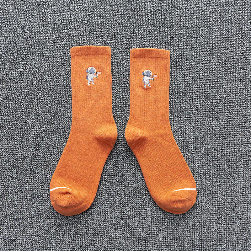 Chaussettes en coton brodées chaussettes astronautes chaussettes de sport