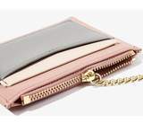 Multi card zipper card case key chain small wallet