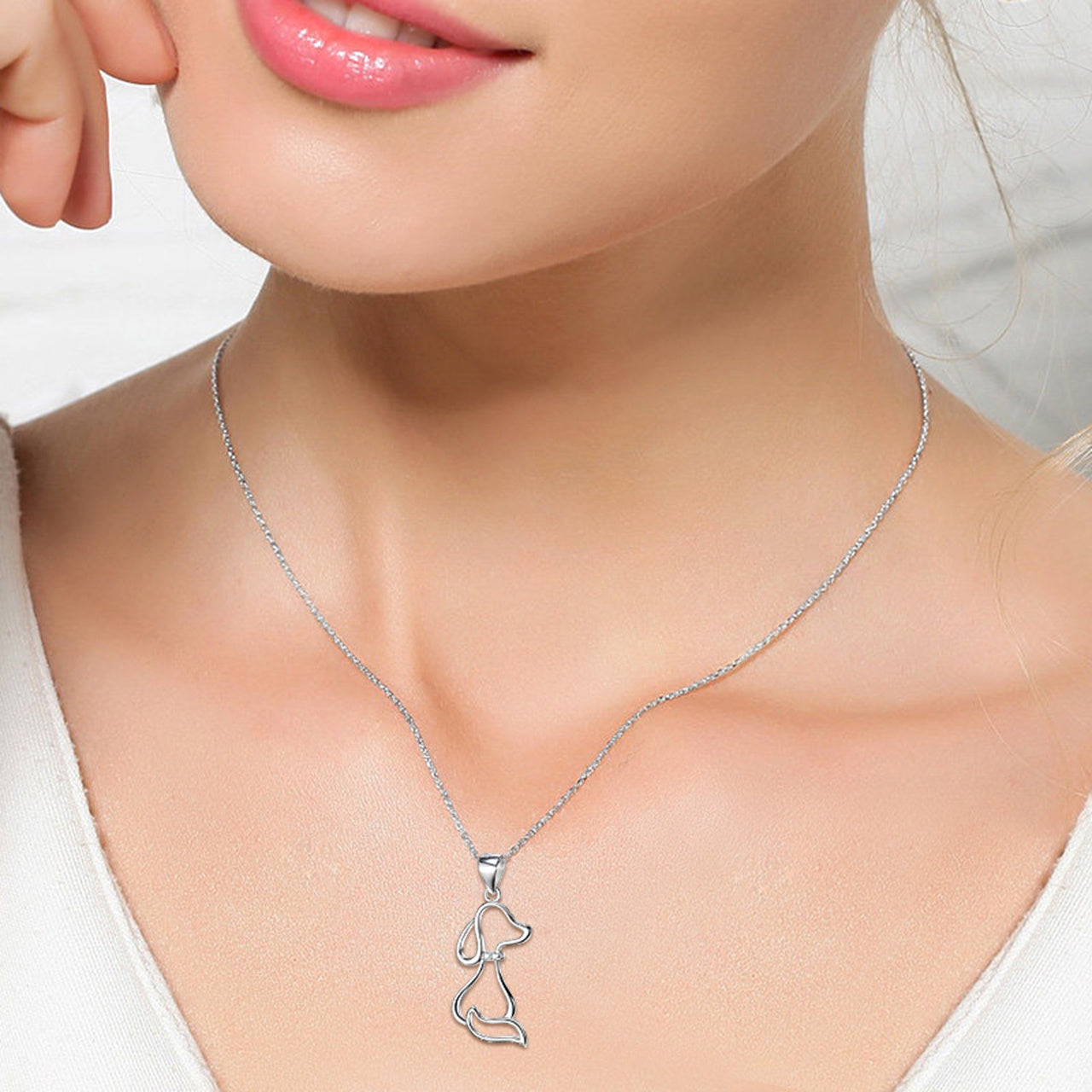 Halsband med hund i 925 sterlingsilver för damer