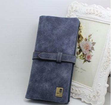 Nubuck Leather Zipper Wallet