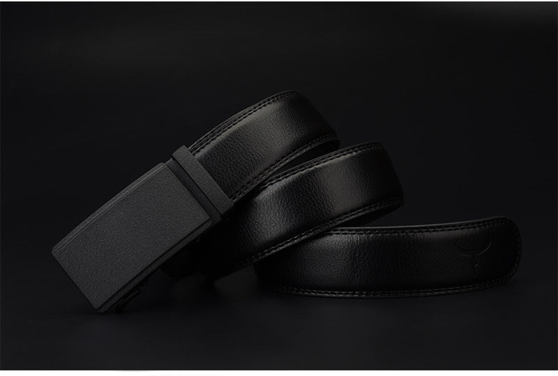 Men's Automatic Buckle Two-Layer Cowhide Belt - Reinforced Security