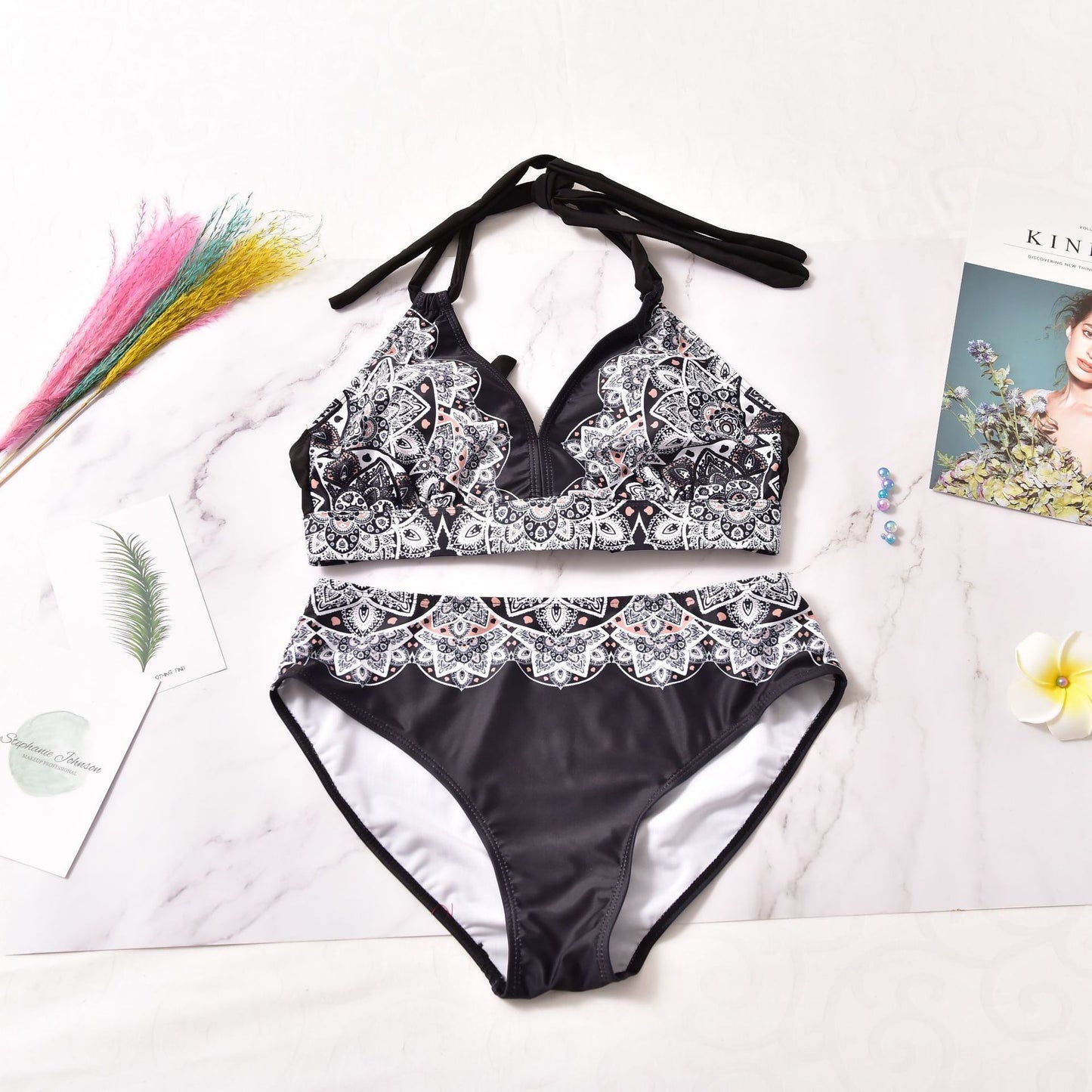 Mönstrad delad bikini