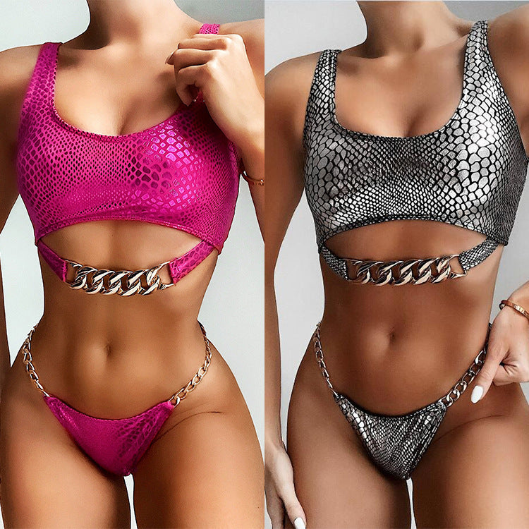 Professional Snake Pattern Bikini - Nylon Construction (Stylish Durable, UV-Protective Fabric, Flattering Cut, Quick-Drying Material)