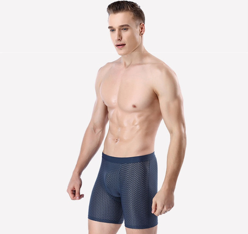 Herr sportunderkläder långa isnätögon sexiga andningsbara boxershorts löparkläder benlånga byxor