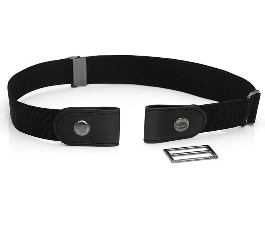 Men's Leather Slim Stretch Invisible Jeans Lazy Belt - Seamless Comfort