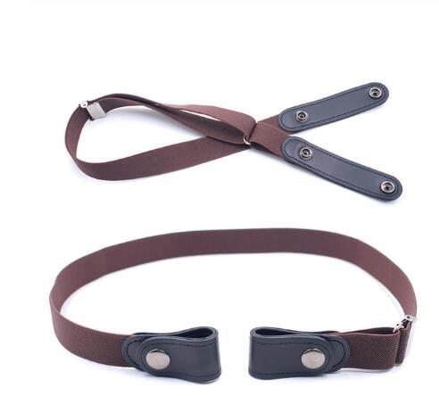 Men's Leather Slim Stretch Invisible Jeans Lazy Belt - Seamless Comfort