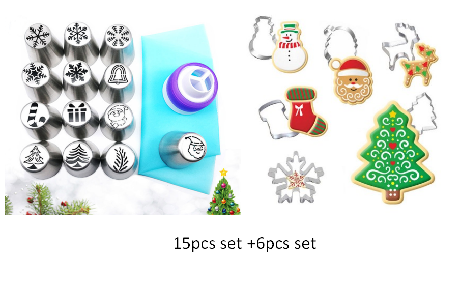 Douille de décoration de gâteau en acier inoxydable 3 en 1, édition limitée, style noël, édition limitée