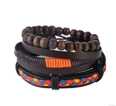 Läderarmband män Flerlagers pärlorarmband Punk wrap armband för kvinnor Vintage punk män smycken