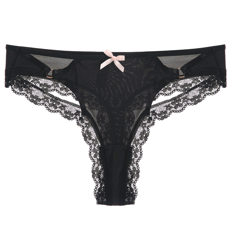 Cross-cut hollow bow panties