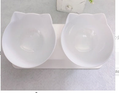 Cat Double Bowl - Elevated 15° Tilted Design for Neck Protection