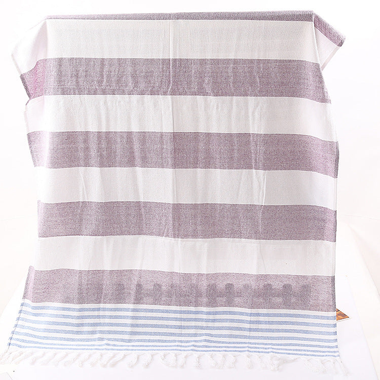 Serviette de plage rayée en coton 100x180cm